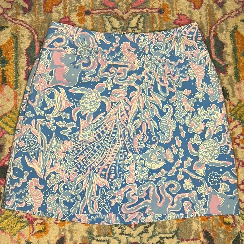 Lilly Pulitzer Jonas High Waisted Skort New Boca Blue Sea What I Sea Size 6